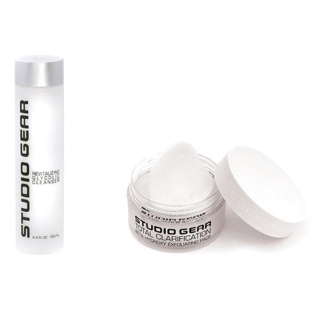 Clear Skin Bundle- Glycolic Cleanser & Exfoliating Pads - Studio Gear Cosmetics